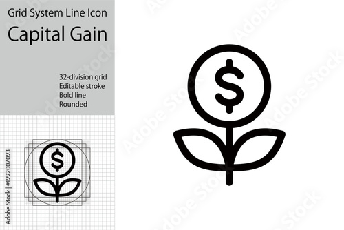 Icons representing capital gains and investment returns.