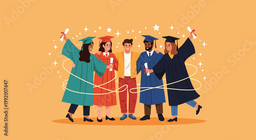 Graduation, university students, confetti, celebration, graduates