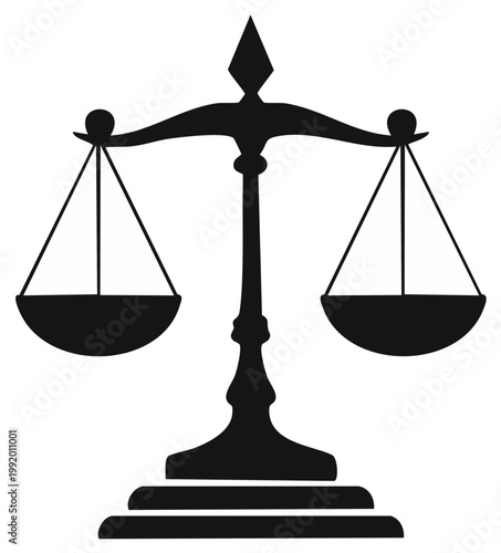Justice scales silhouette symbol of law and fairness weighing evidence and making decisions