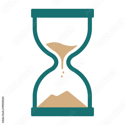 Hourglass With Flowing Sand Time Concept Flat Vector Illustration