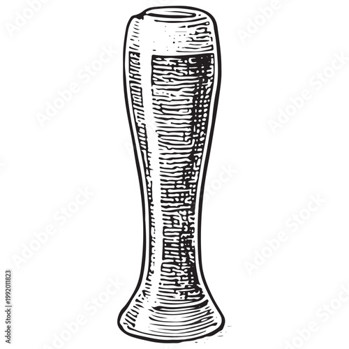 Tall Beer Glass Pilsner Brewing Drink Icon for Craft Brewery, Lager Serving and Beverage Design