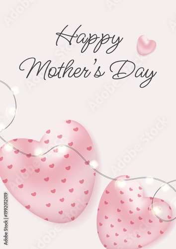 Mother's Day with hearts. Simple vector banner.