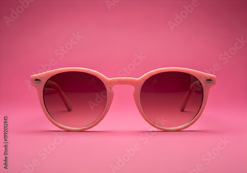 Elegant light pink round sunglasses with gradient lenses