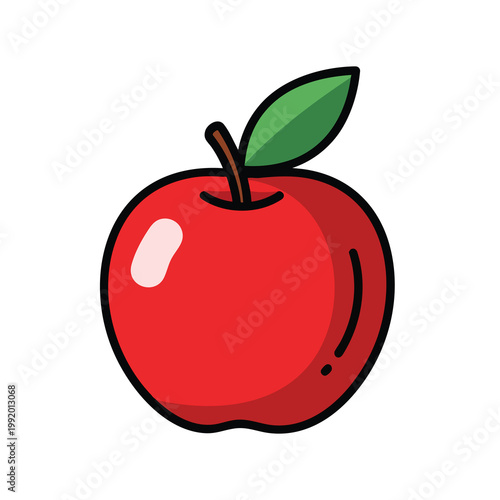 Fresh Juicy Red Apple Illustration for Healthy Food and Nutrition Themes