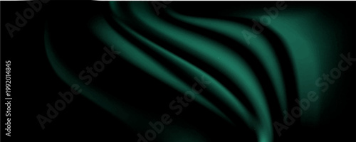 An illustration of a smooth, wavy fabric texture, similar to satin or silk. Emerald green is used as a background 