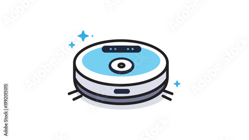 Photos Modern Robotic Vacuum Cleaner Vector Icon Illustration with Editable Stroke