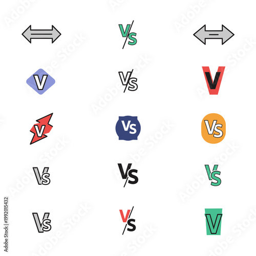 Versus Icons Collection: Competition, Choice, Comparison, Debate Symbols