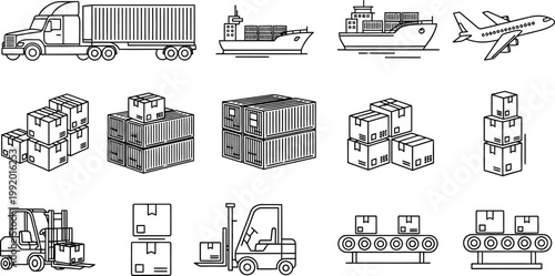 Logistics Operations Minimal Icon Pack Clean Design