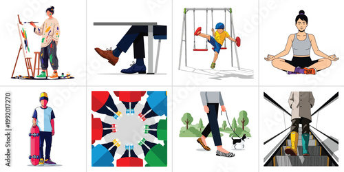 National Two Different Colored Shoes Day Vector Illustration - Mismatched Footwear Concept