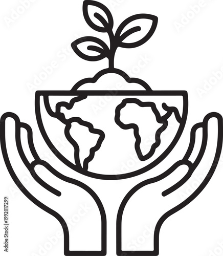 Hand holding the earth depicting environmental care for sustainability concepts.