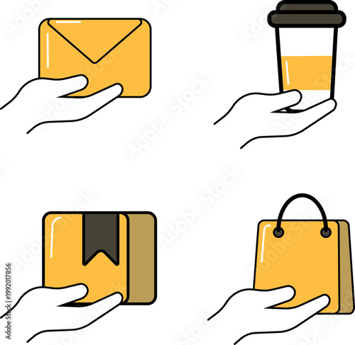 Delivery icons set. Shipping, courier and parcel service symbols