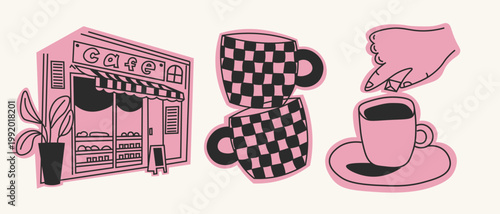 Cafe design elements, coffee set