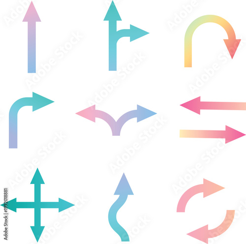 Black u turn and curved arrow symbols for directions vector