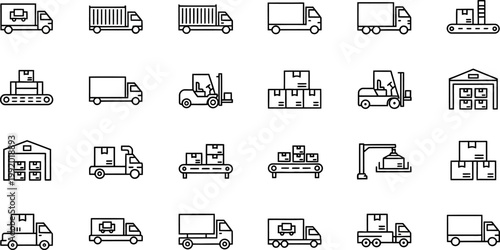 Transport Vehicle Outline Icon Collection