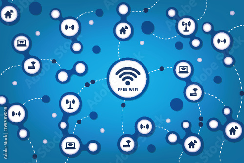 Global wireless internet connectivity background with smart device icons vector