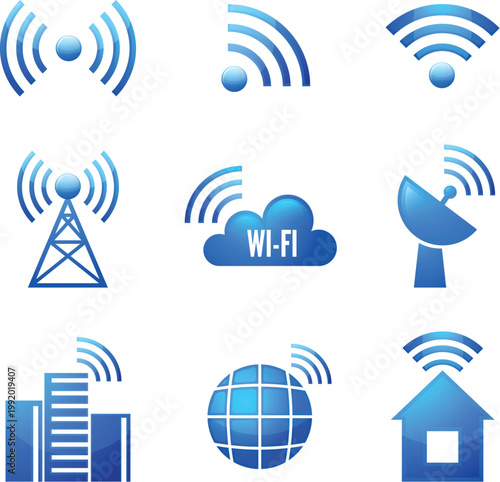 Public wireless network hotspot with smart devices and home vector