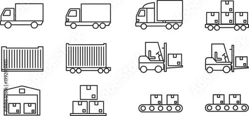 Warehouse Storage Outline Icon Pack