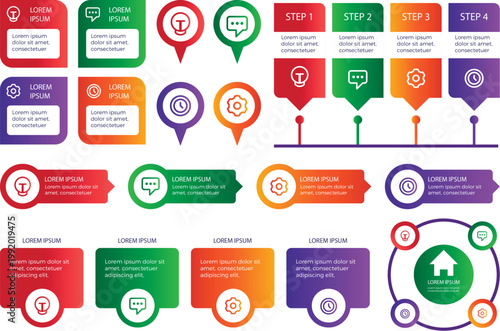 School year month labels with flat icons and vibrant colors vector