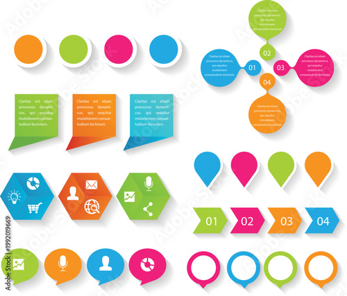 Universal flat design icons for social media and business vector