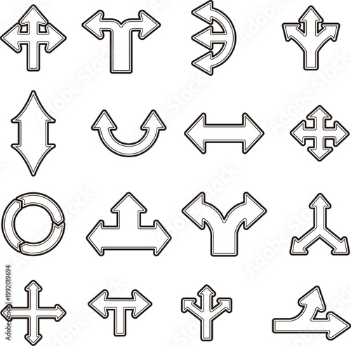 Universal navigation arrow symbols for web and mobile apps vector