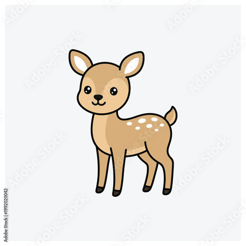 Cute baby deer fawn cartoon illustration