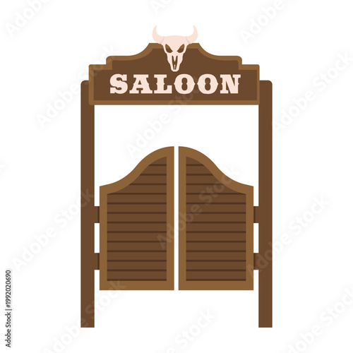 Saloon swinging doors isolated on white background. Vector stock