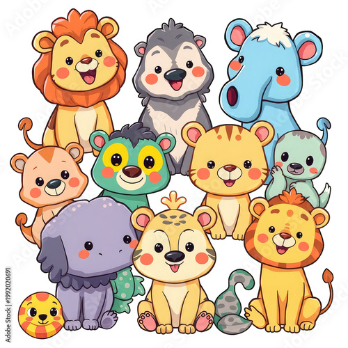 set of cartoon animals with transparent background PNG and JPEG image