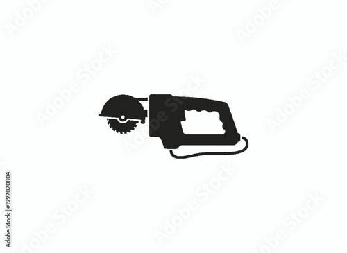 Power Saw: A monochrome silhouette of a power saw, designed for efficient cutting through various materials, showcasing the essence of industry and craftsmanship.