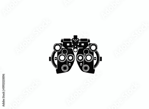 Phoropter: A sleek black phoropter against an isolated background, symbolizes precision and the art of vision care.