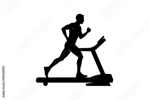The Runner on the Treadmill: Capturing a silhouette of a man pushing himself during a treadmill exercise, embodying energy, endurance, and fitness dedication. 