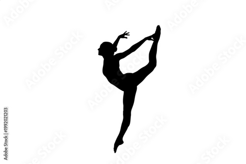 Graceful Dance Silhouette: A solitary dancer strikes a pose, her silhouette captured mid-movement, portraying balletic poise. 