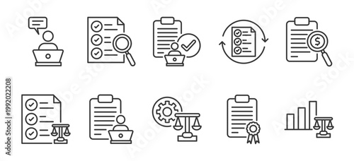 Workflow Procedure Icon Collection Outline Vector Style For Business Process Guidelines System Management And Operational Control With Clean Minimal Design