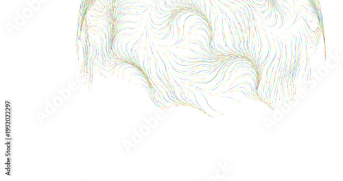 Artistic abstract illustration featuring vibrant colorful swirls and lines against a clea