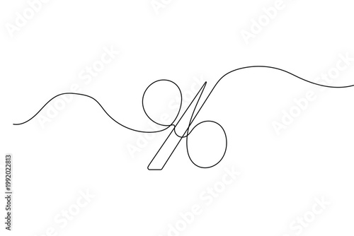 Continuous line drawing of a percent symbol for finance and discount marketing design
