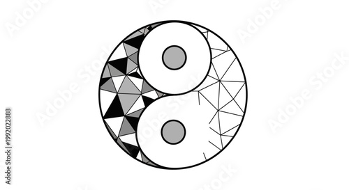 Black and white yin yang symbol.