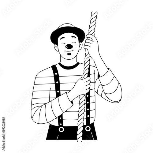 A sketchy style illustration representing a mime act

