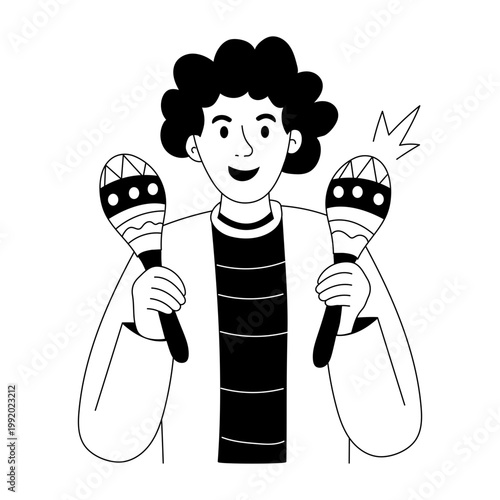 A sketchy style illustration showing a character shaking maracas