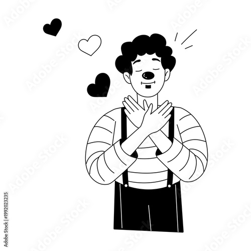 A sketchy style illustration showing a lovely clown
