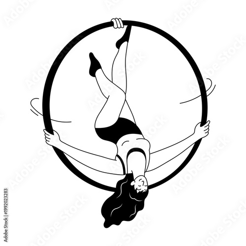 A doodle style illustration showing an aerial hoop
