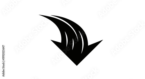 Black Arrowhead Shape Icon Symbol.
