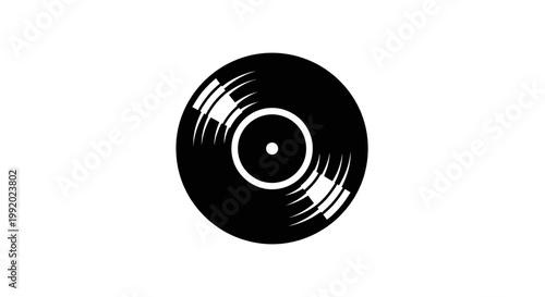 Black Vinyl Record Closeup View.
