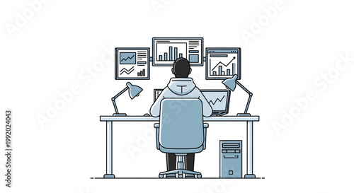 Man sitting at office desk working.