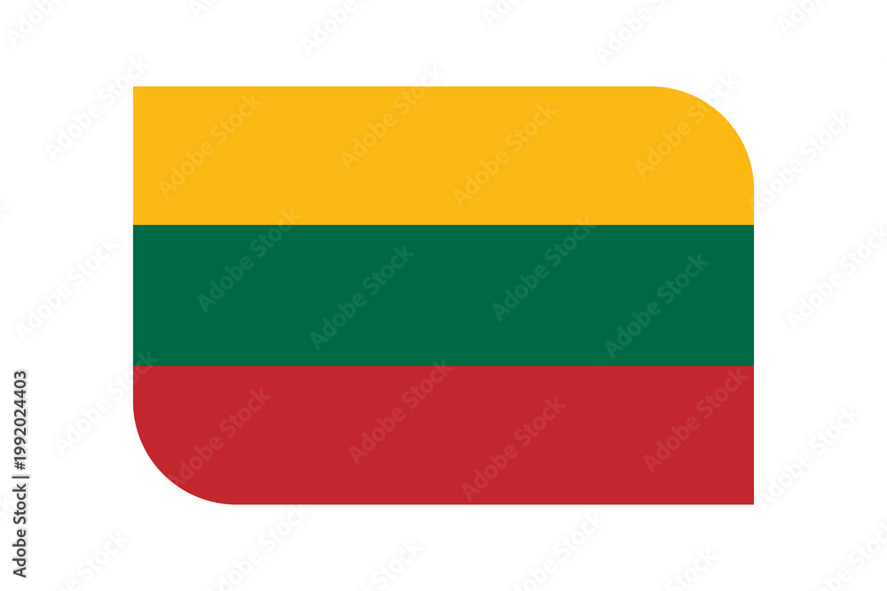 Fototapeta premium Lithuania flag with rounded corners on transparent background.