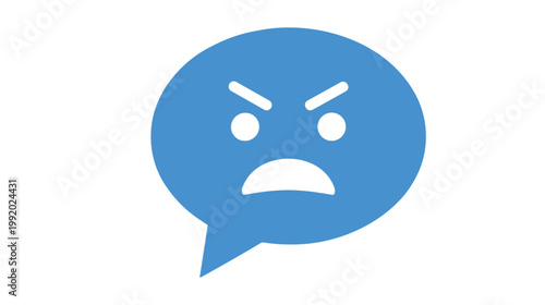 Blue angry speech bubble emoji with