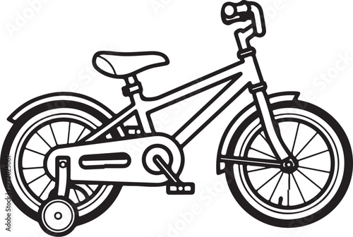 Black and white bicycle, kids bike, balance bike, vector illustration, simple design