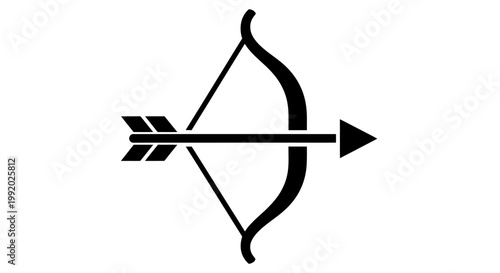 Black bow and arrow icon symbol.