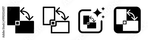 Screen rotation icon in black for switching portrait and landscape orientation in user interfaces isolated on transparent background vector illustration