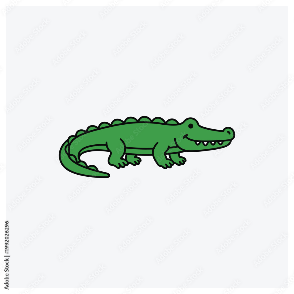 Fototapeta premium Simple green crocodile or alligator silhouette illustration