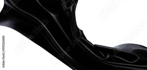 Elegant abstract of flowing black fabric on white. Perfect for backgrounds, textures and design projects. High resolutio