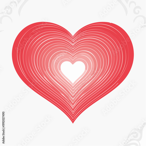 Abstract Red Heart with Concentric Rings and Inner Heart Shape